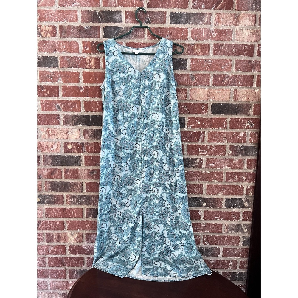 Pure Jill Linen Blend Maxi Dress Size S Boho Chic Beachy Resortwear Paisley